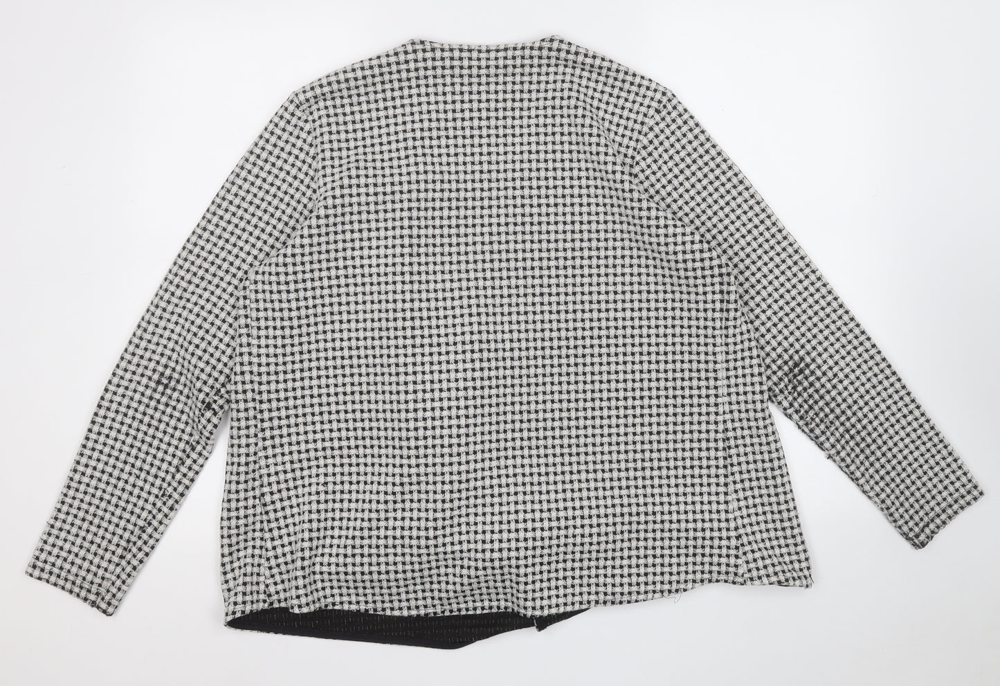 Papaya Womens White V-Neck Plaid Polyester Pullover Jumper Size 18