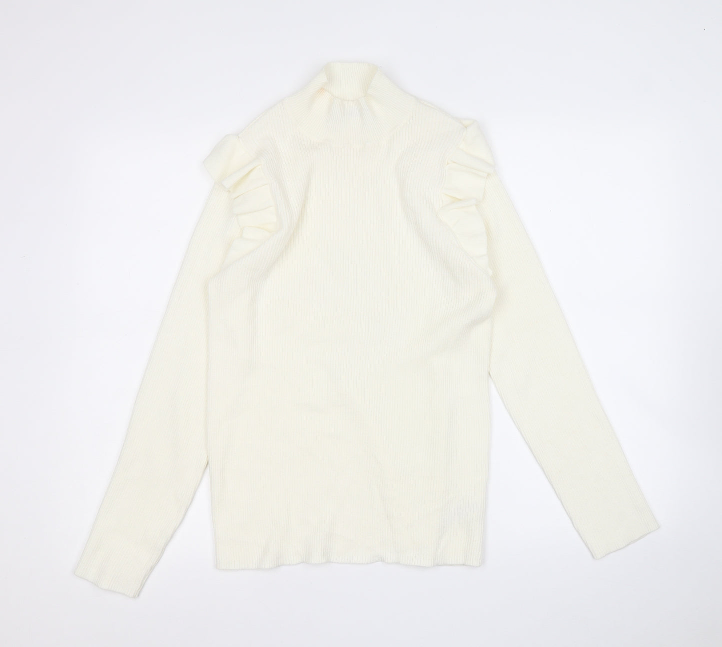 F&F Womens Yellow Mock Neck  Viscose Pullover Jumper Size 18