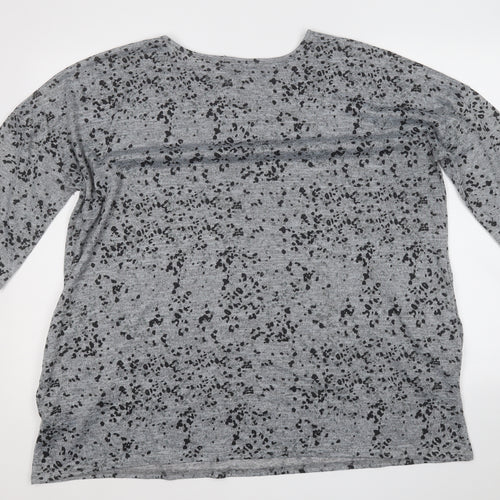 Simply Be Womens Grey Geometric Polyester Basic Blouse Size 18 Round Neck