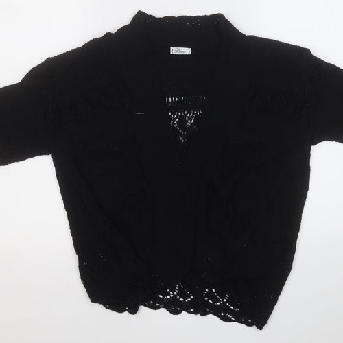 Bina Womens Black V-Neck  Cotton Cardigan Jumper Size M