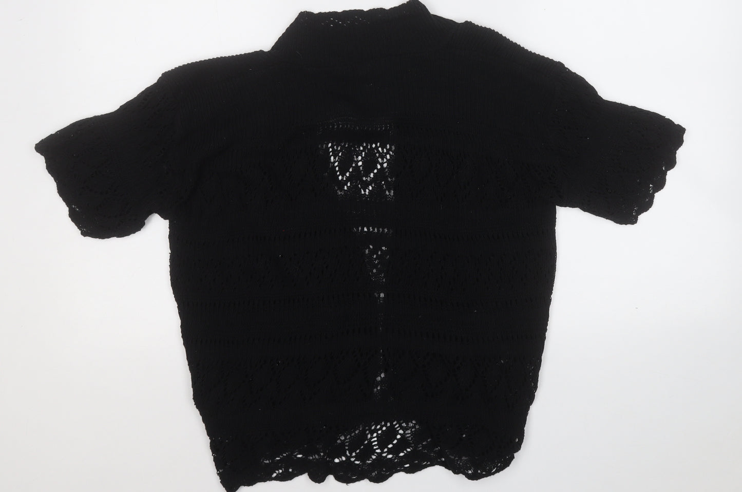 Bina Womens Black V-Neck  Cotton Cardigan Jumper Size M