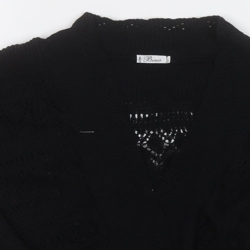 Bina Womens Black V-Neck  Cotton Cardigan Jumper Size M