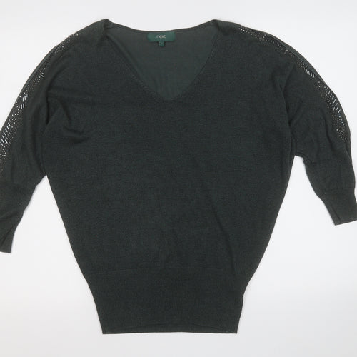 NEXT Womens Green V-Neck  Viscose Pullover Jumper Size 12