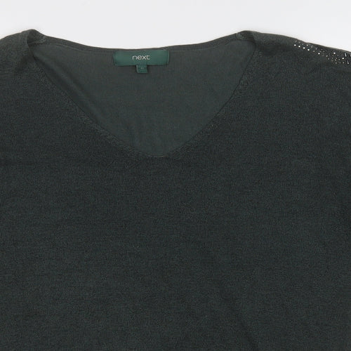 NEXT Womens Green V-Neck  Viscose Pullover Jumper Size 12