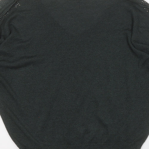NEXT Womens Green V-Neck  Viscose Pullover Jumper Size 12