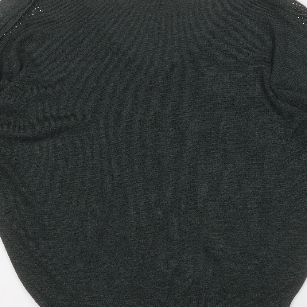 NEXT Womens Green V-Neck  Viscose Pullover Jumper Size 12