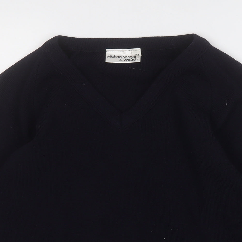 michael sehgal Womens Blue V-Neck  Acrylic Pullover Jumper Size 6