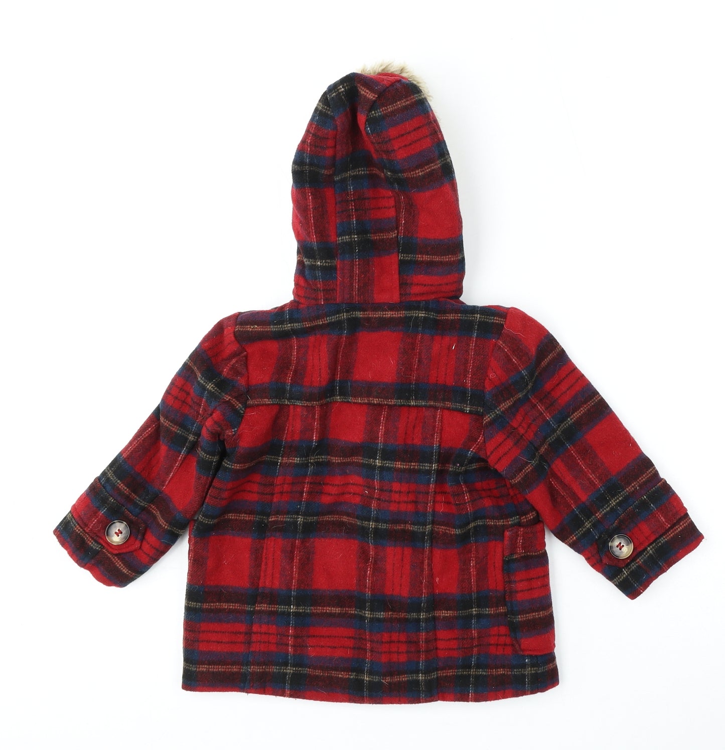 NEXT Boys Red Plaid  Jacket  Size 2-3 Years  Hook & Loop