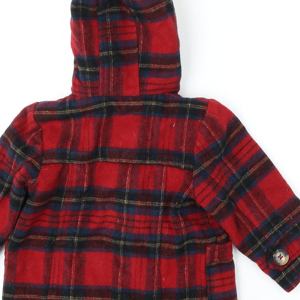 NEXT Boys Red Plaid  Jacket  Size 2-3 Years  Hook & Loop