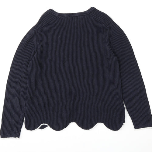 Marks and Spencer Womens Blue Round Neck  Cotton Pullover Jumper Size 18