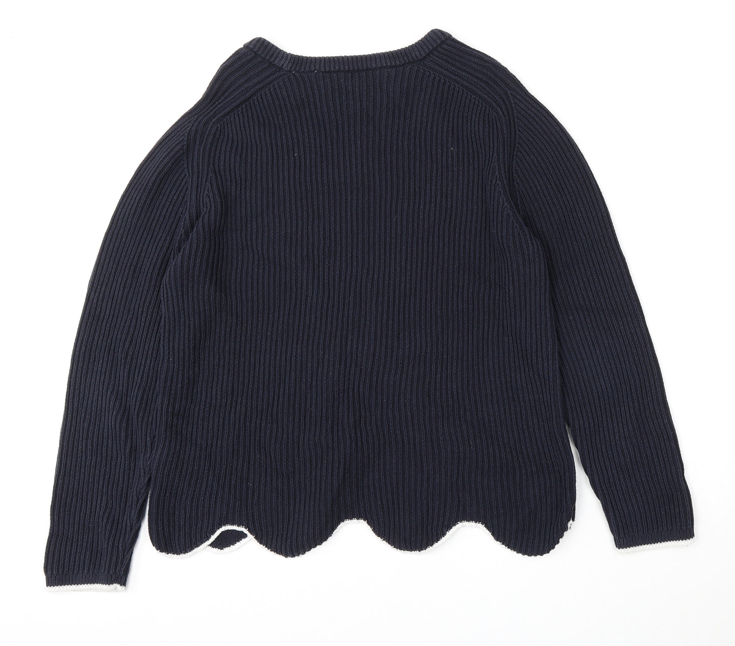 Marks and Spencer Womens Blue Round Neck  Cotton Pullover Jumper Size 18