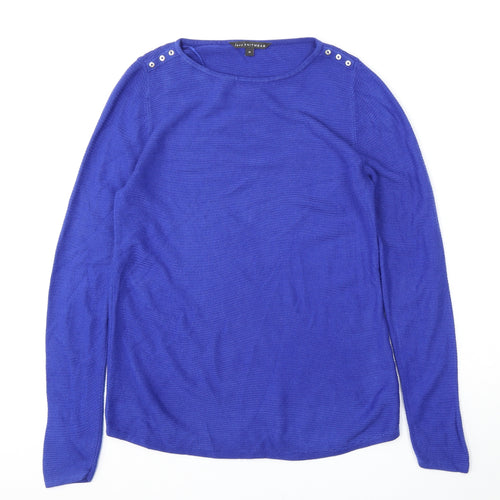 Bonmarché Womens Blue Round Neck  Acrylic Pullover Jumper Size 10