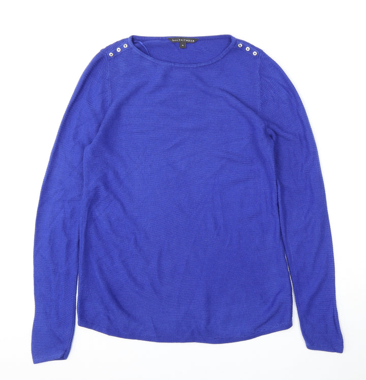 Bonmarché Womens Blue Round Neck  Acrylic Pullover Jumper Size 10