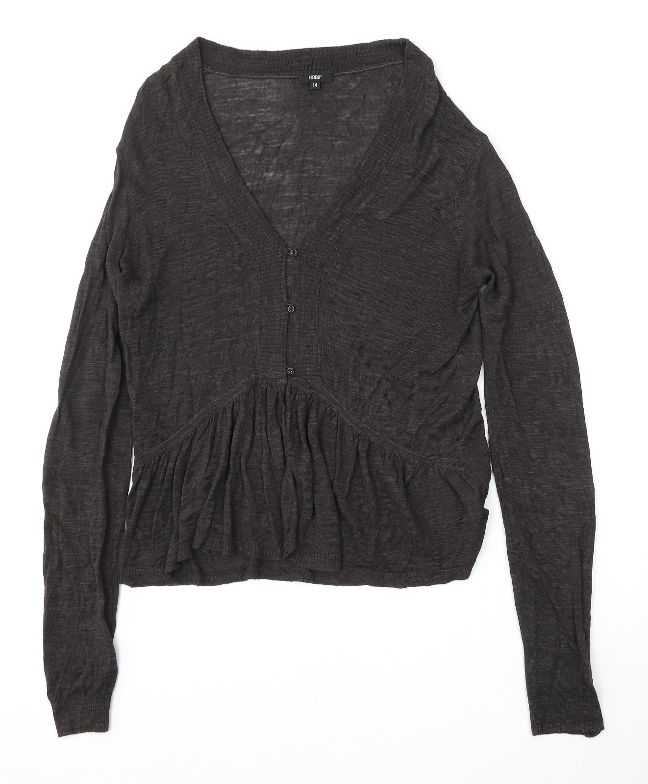 Hobbs Womens Black V-Neck  Viscose Cardigan Jumper Size 14