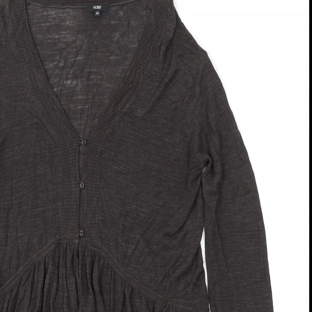 Hobbs Womens Black V-Neck  Viscose Cardigan Jumper Size 14