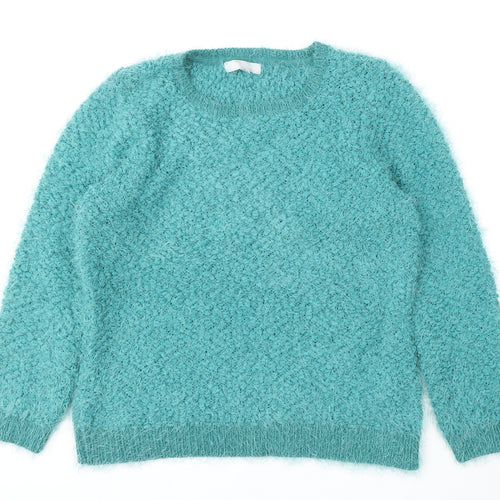 Red Herring Womens Green Round Neck  Polyester Pullover Jumper Size 14