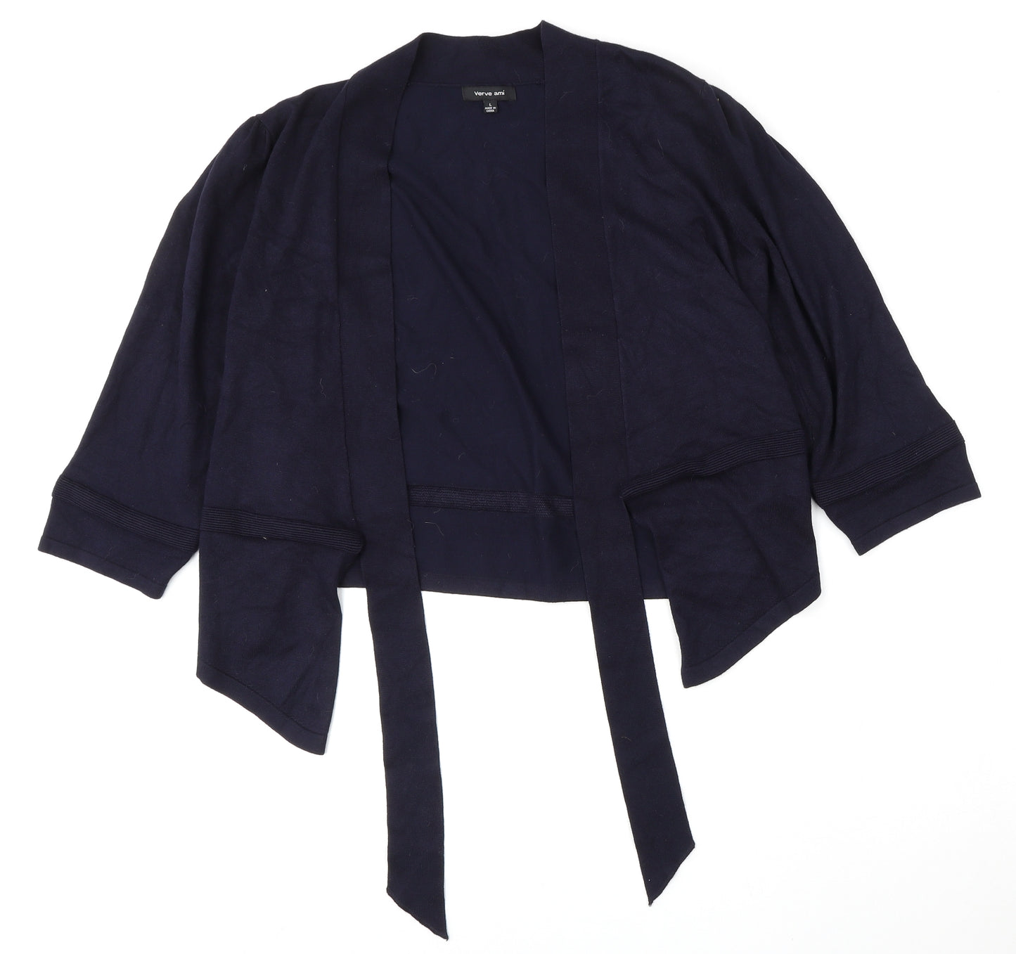 Verve Ami Womens Blue V-Neck  Rayon Cardigan Jumper Size L