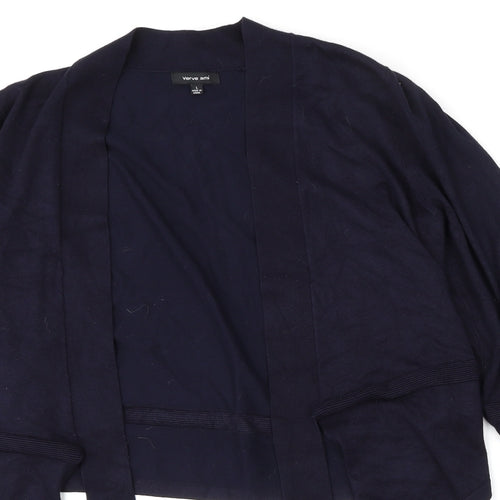 Verve Ami Womens Blue V-Neck  Rayon Cardigan Jumper Size L