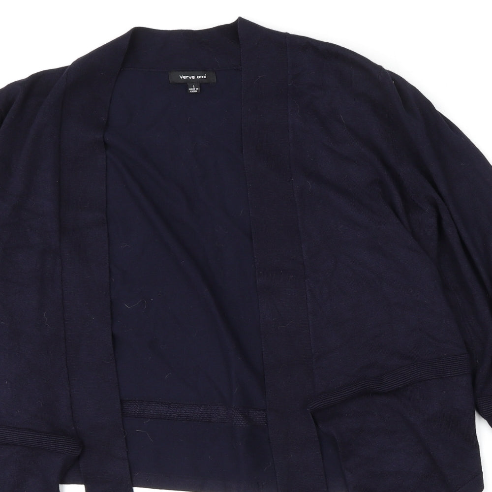 Verve Ami Womens Blue V-Neck  Rayon Cardigan Jumper Size L