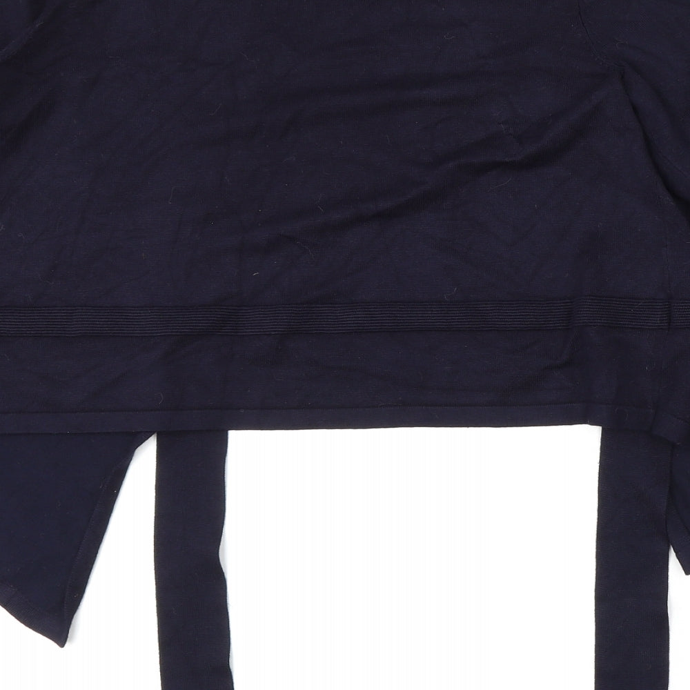 Verve Ami Womens Blue V-Neck  Rayon Cardigan Jumper Size L
