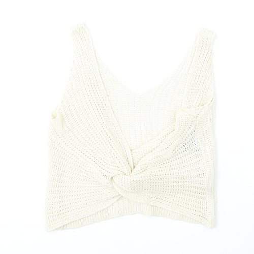New Look Womens Beige V-Neck  Acrylic Vest Jumper Size M
