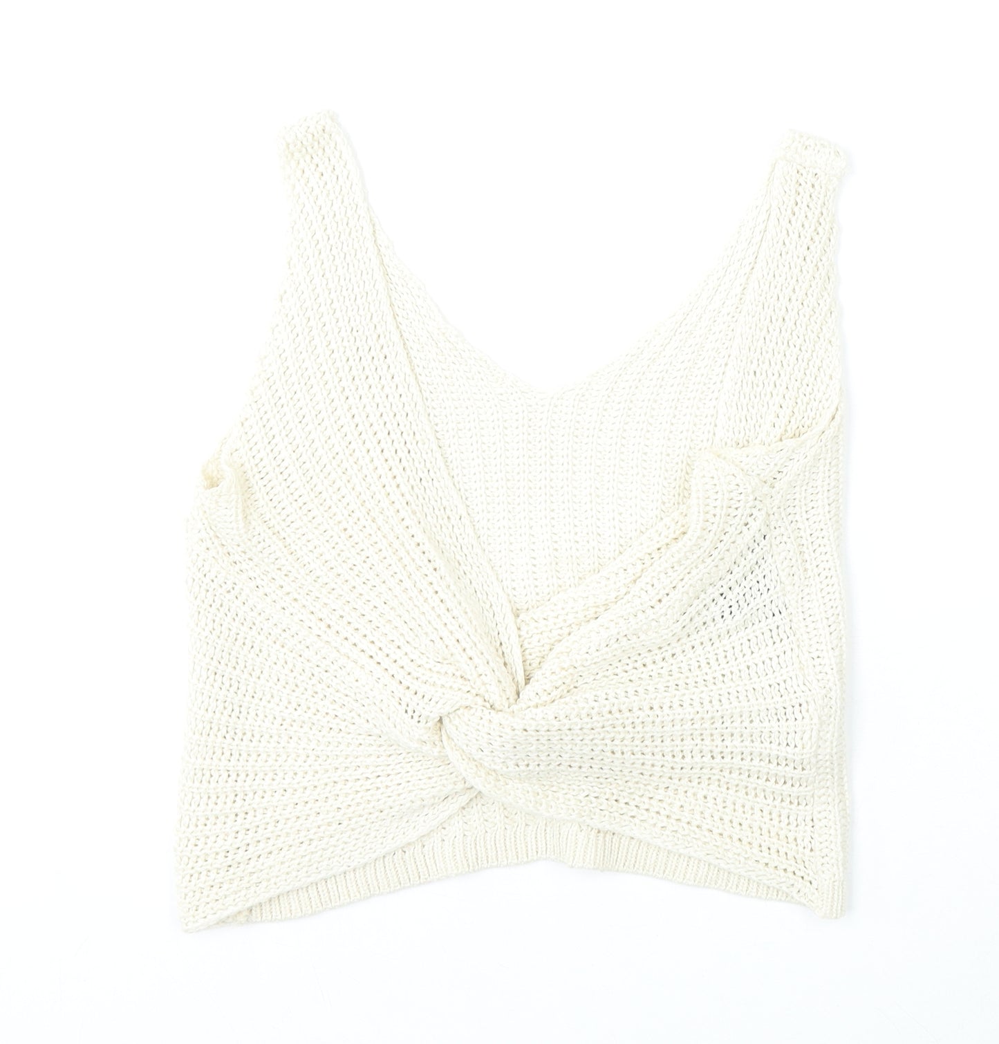 New Look Womens Beige V-Neck  Acrylic Vest Jumper Size M