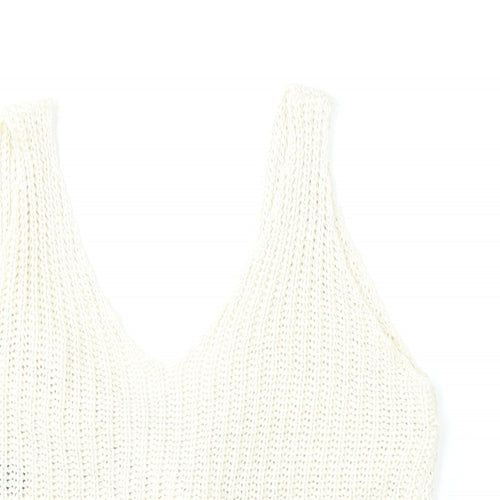 New Look Womens Beige V-Neck  Acrylic Vest Jumper Size M