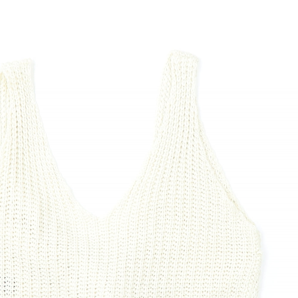 New Look Womens Beige V-Neck  Acrylic Vest Jumper Size M