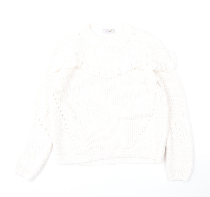 Per Una Womens White Round Neck  Acrylic Pullover Jumper Size 10