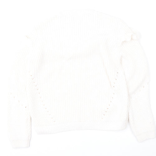 Per Una Womens White Round Neck  Acrylic Pullover Jumper Size 10