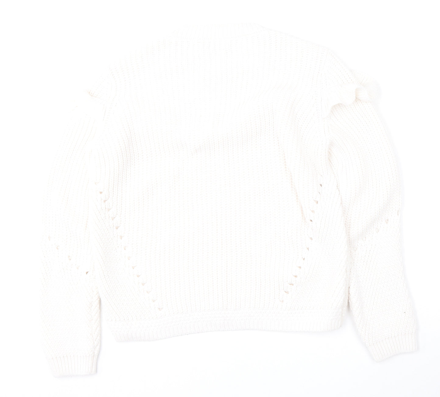 Per Una Womens White Round Neck  Acrylic Pullover Jumper Size 10