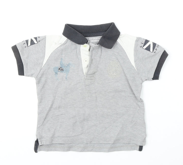 Scapa Sports Boys Grey Cotton Basic Polo Size 2 Years Collared Button
