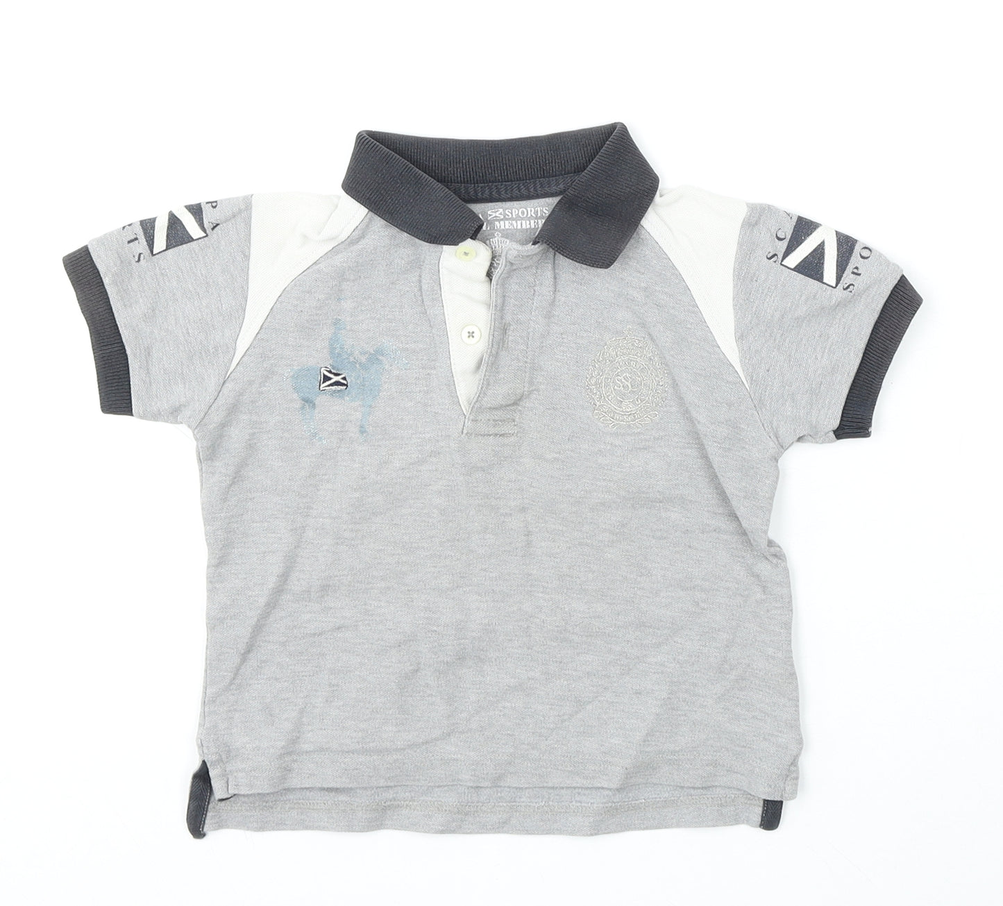 Scapa Sports Boys Grey  Cotton Basic Polo Size 2 Years Collared Button