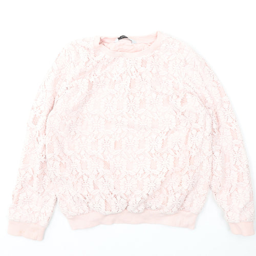 George Girls Pink  Polyester Pullover Sweatshirt Size 8-9 Years   - Small marks to cuff