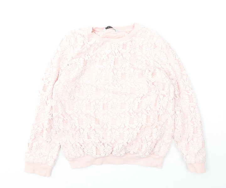 George Girls Pink  Polyester Pullover Sweatshirt Size 8-9 Years   - Small marks to cuff