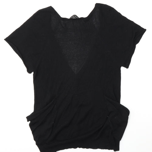 Dorothy Perkins Womens Black V-Neck  Viscose Pullover Jumper Size 12