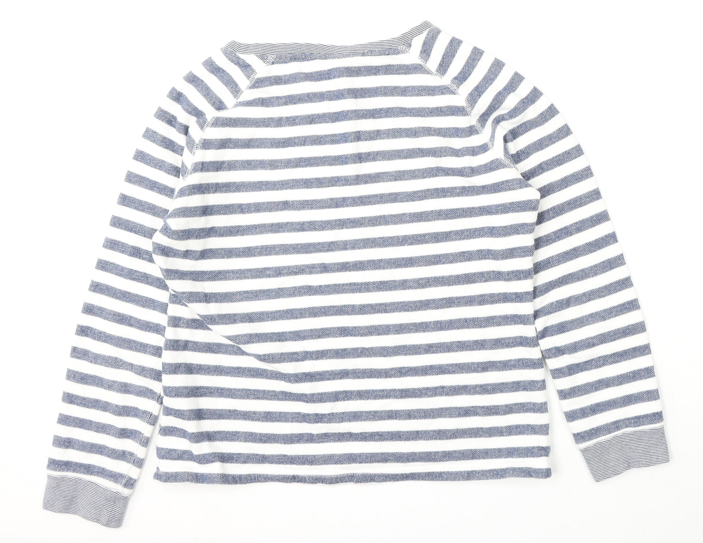Crane Womens White Round Neck Striped Cotton Pullover Jumper Size 16