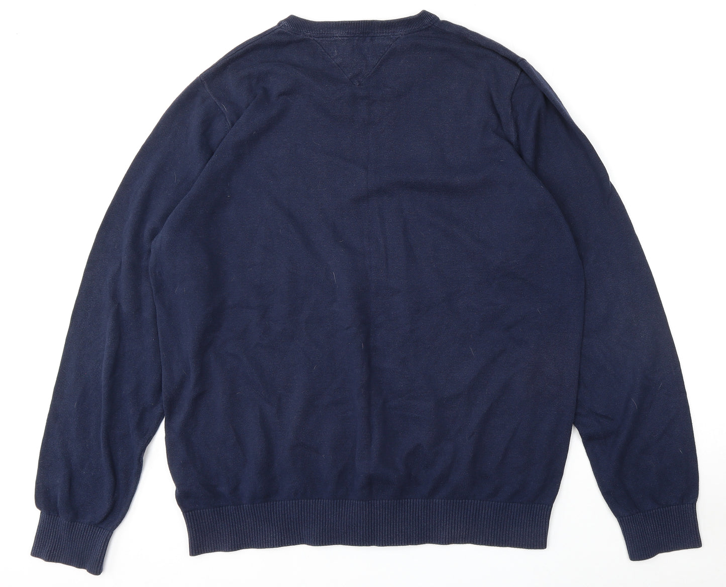 Tommy Hilfiger Mens Blue V-Neck  Cotton Pullover Jumper Size 2XL