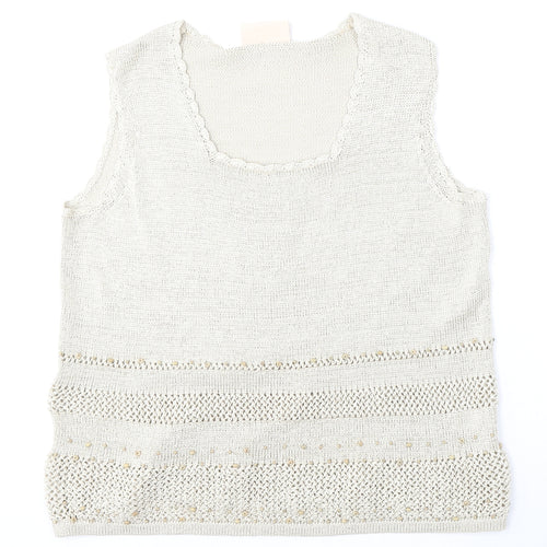 Fashion Debut Womens Beige Round Neck  Polyester Vest Jumper Size 20