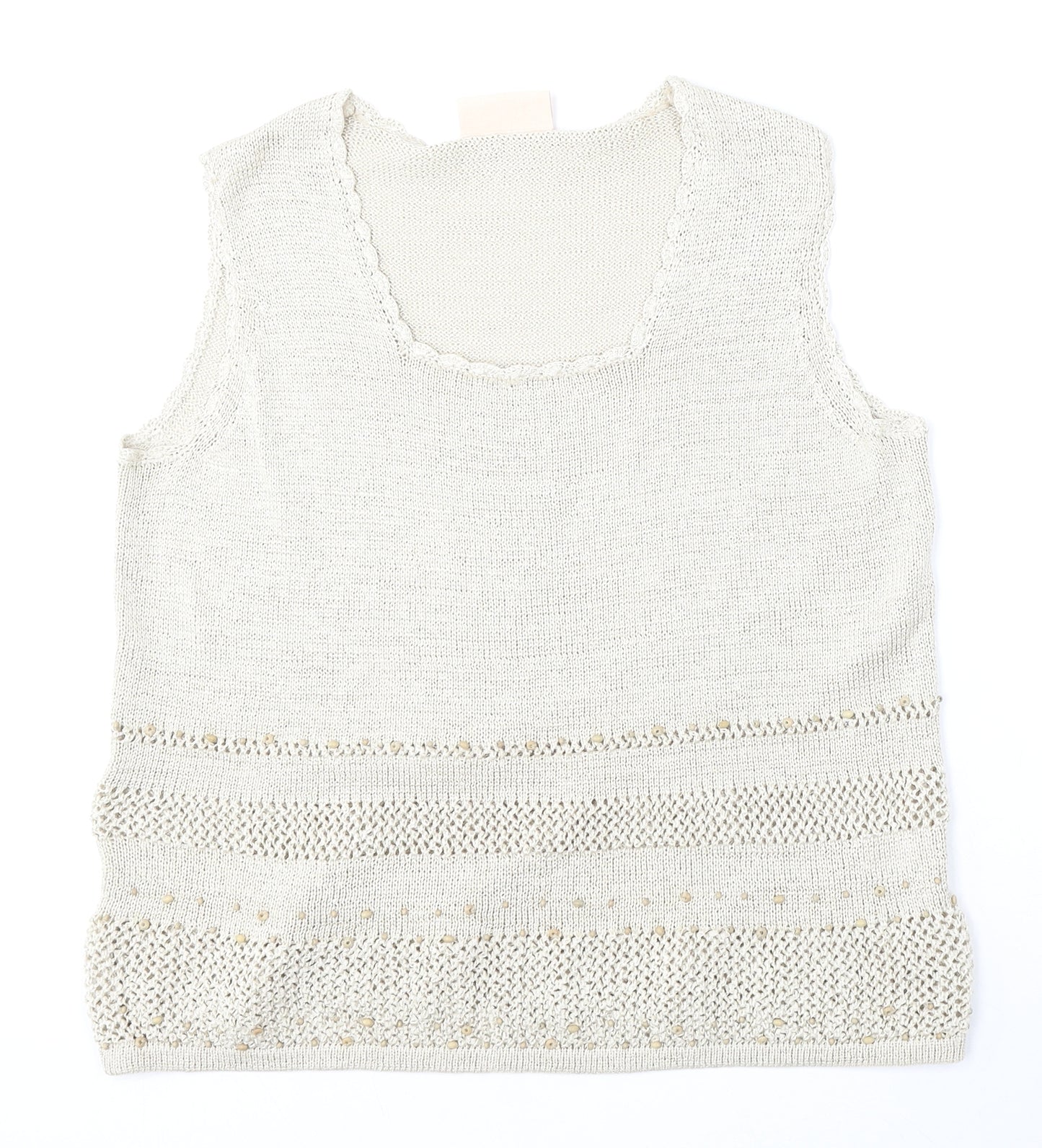 Fashion Debut Womens Beige Round Neck  Polyester Vest Jumper Size 20
