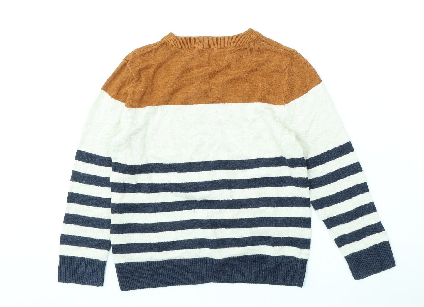 H&M Boys Multicoloured Round Neck Striped Cotton Pullover Jumper Size 4-5 Years