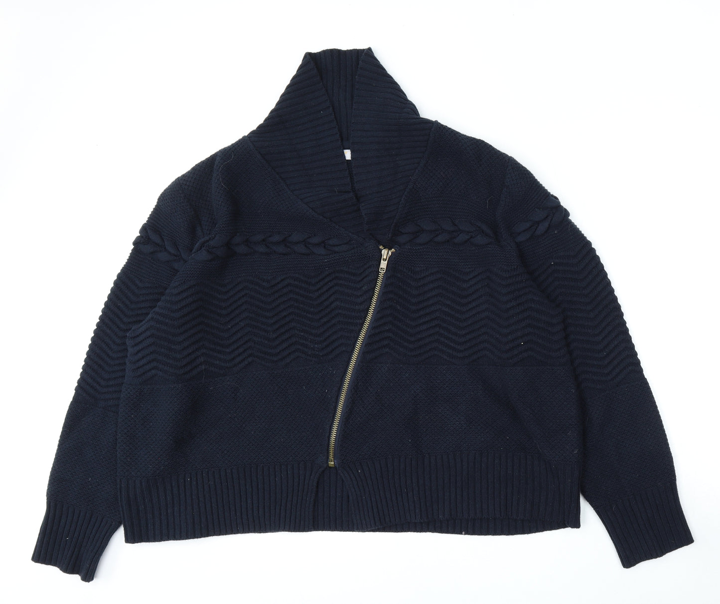 Marks and Spencer Womens Blue Roll Neck  Cotton Cardigan Jumper Size 22