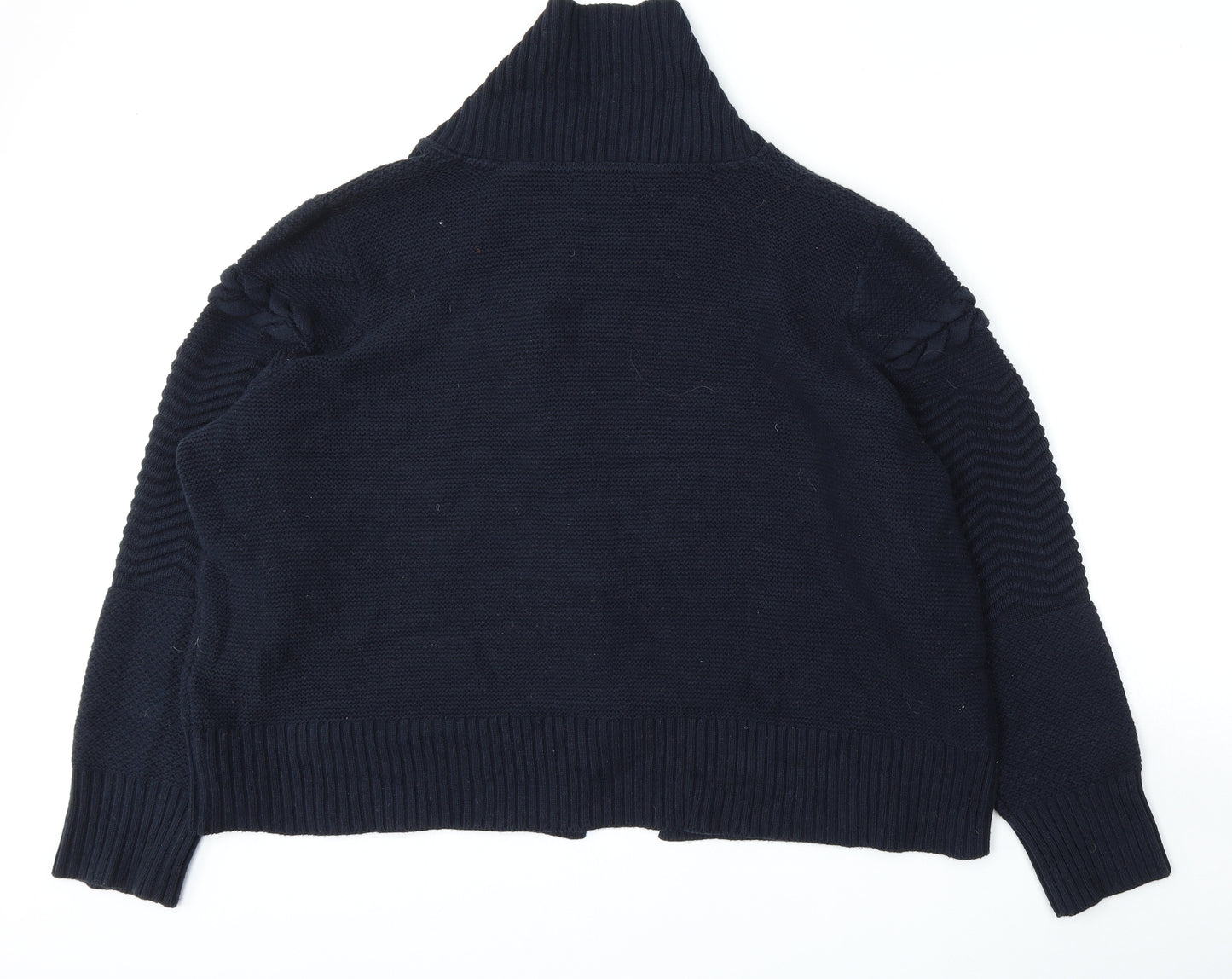 Marks and Spencer Womens Blue Roll Neck  Cotton Cardigan Jumper Size 22