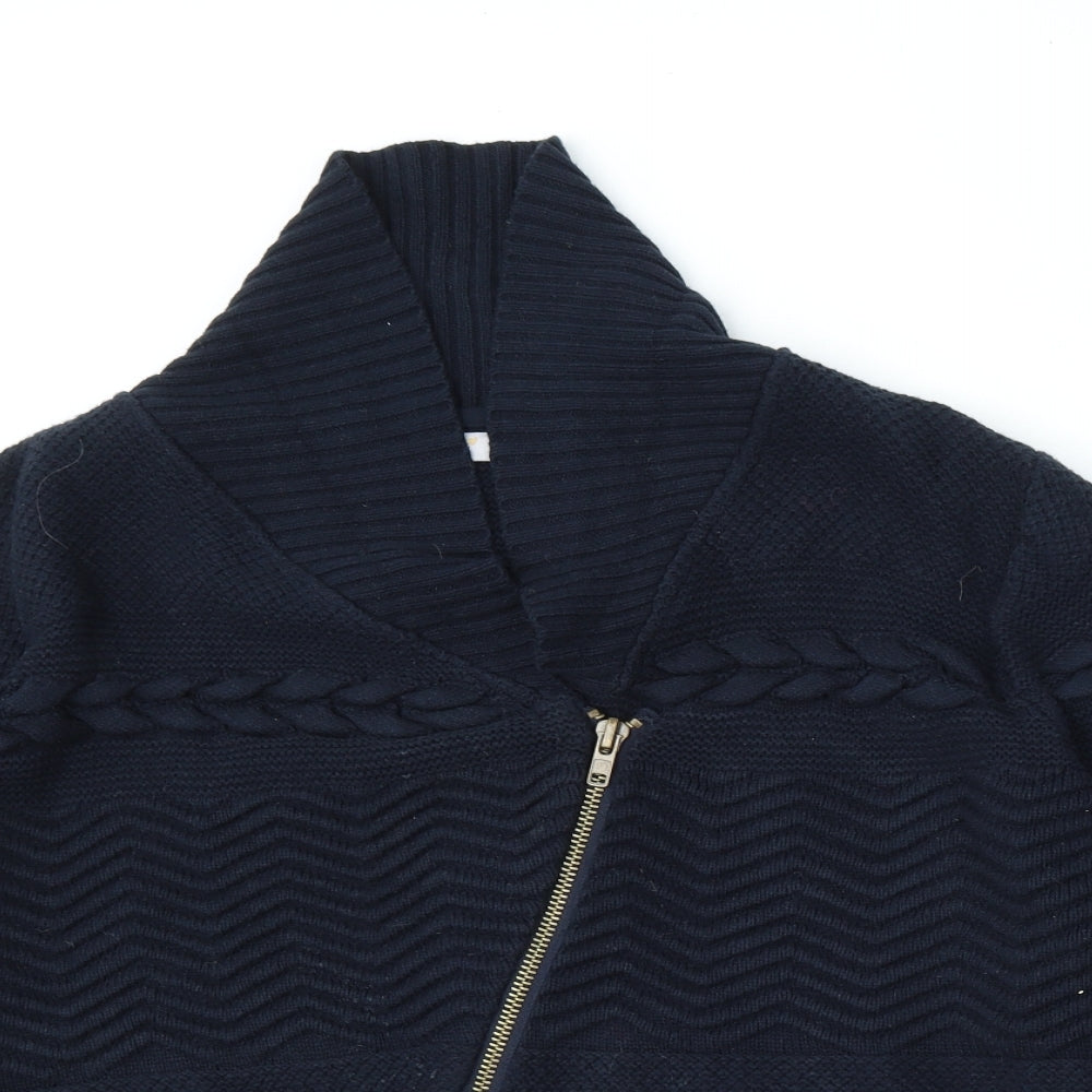 Marks and Spencer Womens Blue Roll Neck  Cotton Cardigan Jumper Size 22