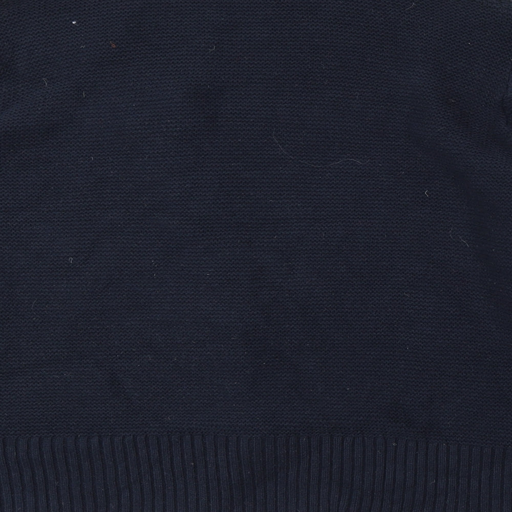 Marks and Spencer Womens Blue Roll Neck  Cotton Cardigan Jumper Size 22