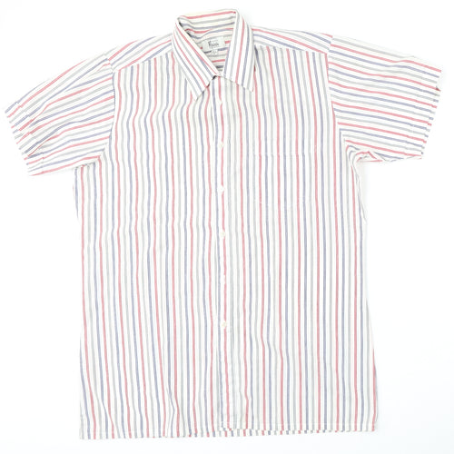 MOnterattin Mens Multicoloured Striped Polyester  Polo Size 16 Collared Button