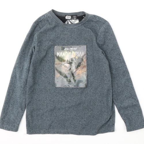 Primark Boys Grey Solid Polyester  Pyjama Top Size 9-10 Years   - star wars