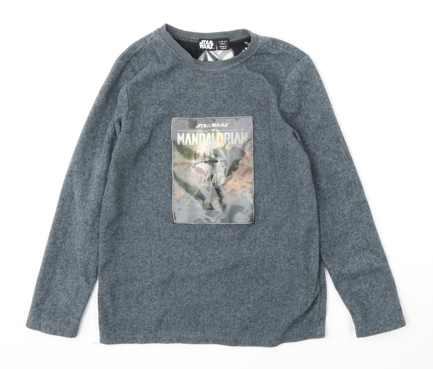 Primark Boys Grey Solid Polyester  Pyjama Top Size 9-10 Years   - star wars