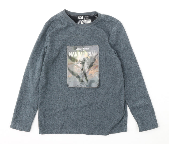 Primark Boys Grey Solid Polyester  Pyjama Top Size 9-10 Years   - star wars