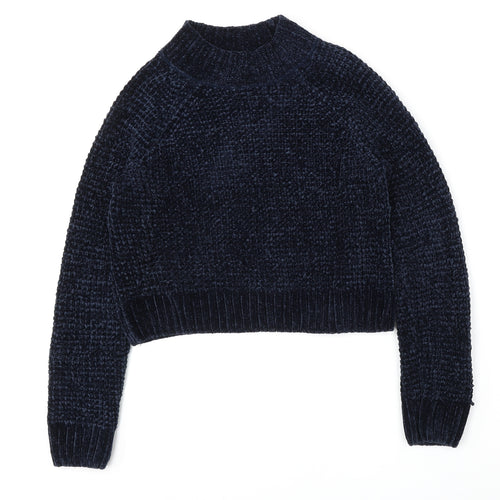 H&M Womens Blue Round Neck  Polyester Pullover Jumper Size M
